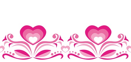 Seamless ornament with pink hearts on white backgroundのイラスト素材