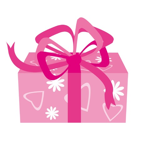 Gift-box with flowers and hearts for St. Valentine dayのイラスト素材