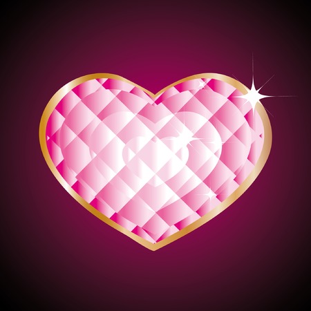 Ruby heart in golden mounting on black backgroundのイラスト素材