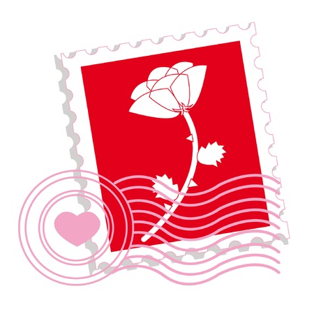 Postage stamp with rose for st.valentine dayのイラスト素材
