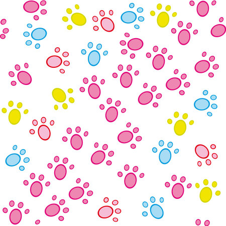 Seamless background with color footprintsのイラスト素材