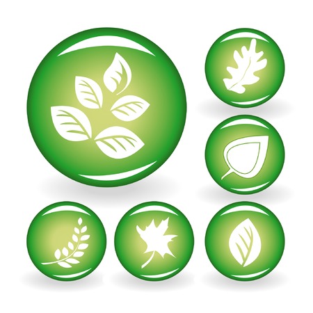 Set of web icons with leaves. Vector illustration.のイラスト素材