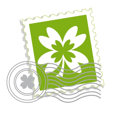 Postage stamp with clover leaf for St. Patrick's dayのイラスト素材