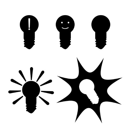 Vector set with black silhouettes of different lampsのイラスト素材