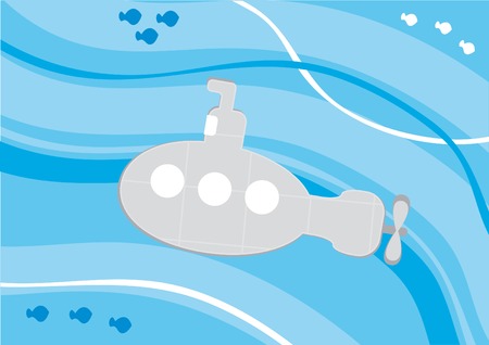 Ñartoon submarine under the water. Vector illustration.のイラスト素材