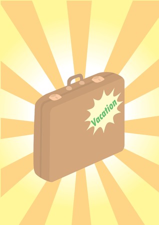 Suitcase on striped background. Vector illustration.のイラスト素材