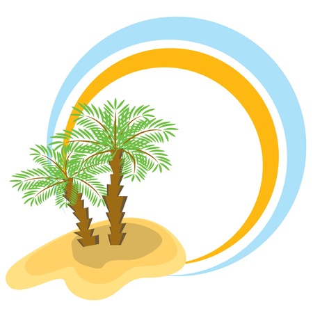 Color frame with two palm-trees. Vector illustration.のイラスト素材