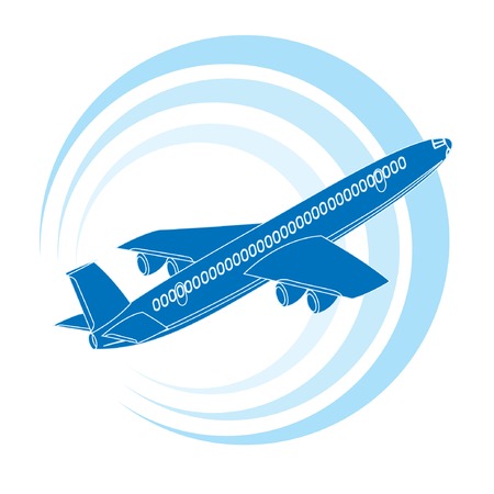 Airplane icon in blue color. Vector illustration.のイラスト素材