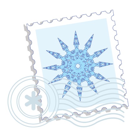 Postage stamp with snowflake. Vector illustration.のイラスト素材