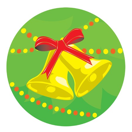 Christmas background with gold bells. Vector illustration.のイラスト素材