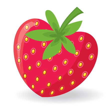 Strawberry with shape of heart. Vector illustrationのイラスト素材