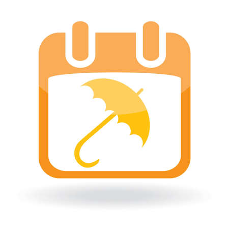 Calendar with umbrella. Autumnal icon.  illustrationのイラスト素材
