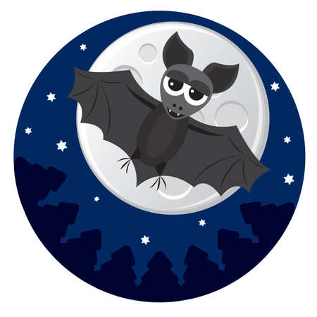 Cute little bet on the moon background. illustrationのイラスト素材