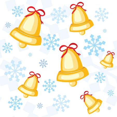 Christmas seamless pattern with snowflakes and little bellsのイラスト素材