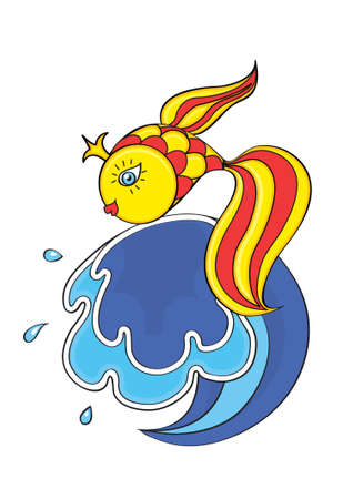 Magical goldfish on the wave. のイラスト素材