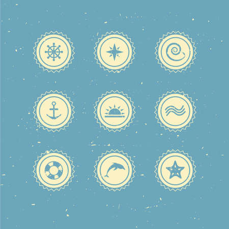 Set of retro marine iconsのイラスト素材