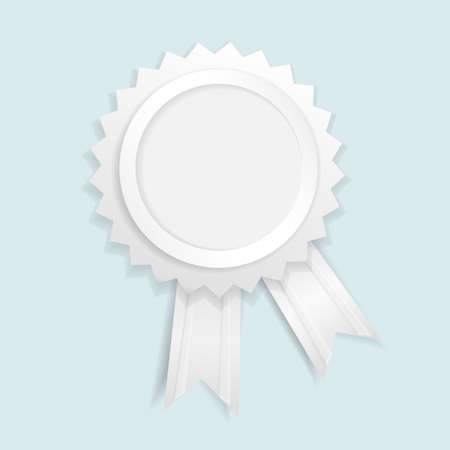 Paper label with ribbons on blue backgroundのイラスト素材