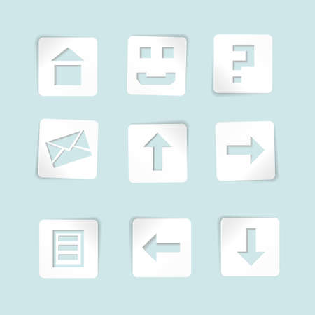 Set of paper icons on blue backgroundのイラスト素材
