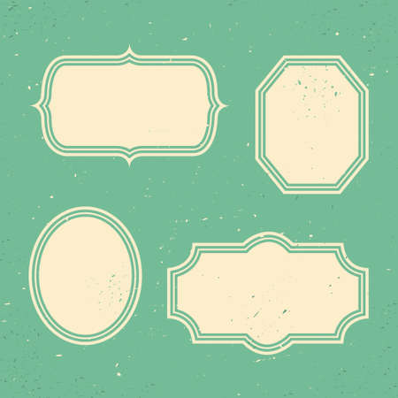 Set of retro banners on green backgroundのイラスト素材