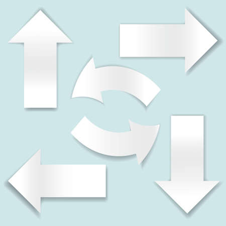 Collection of paper arrows on blue backgroundのイラスト素材