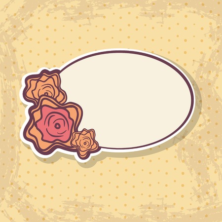 Retro frame with abstract roses on light spotted backgroundのイラスト素材