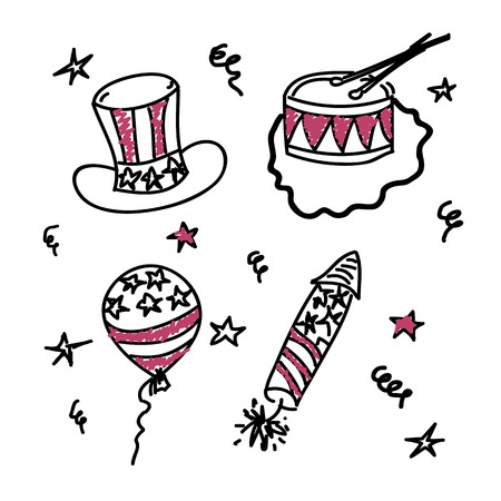 American Independence Day icon set of four objectsのイラスト素材