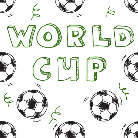 Seamless pattern with text. World cup. Sketchnote styleのイラスト素材