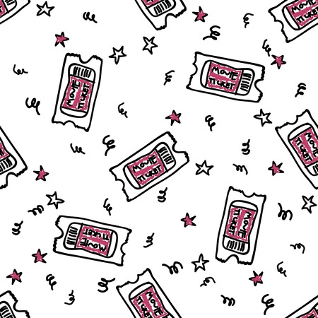 Seamles vector pattern with doodle ticketsのイラスト素材