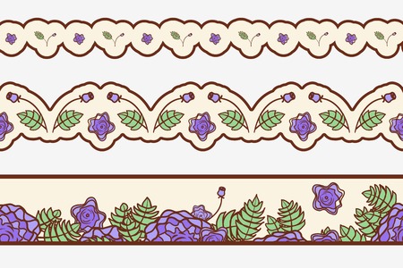 Set of  borders with abstract roses のイラスト素材