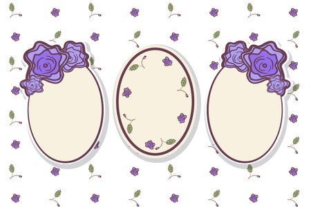 Set of retro frames with abstract roses のイラスト素材
