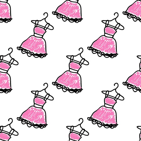 Seamless pattern with doodle dressesのイラスト素材