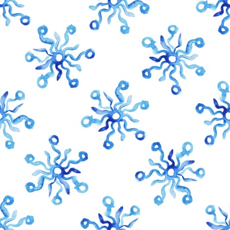 Watercolor seamless pattern with abstract snowflakesのイラスト素材
