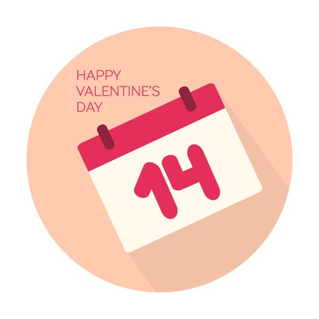 Happy Valentines day collection icon: calendar with a dateのイラスト素材