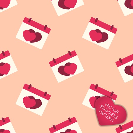 Happy Valentines day collection background - seamless pattern - calendar with heartsのイラスト素材