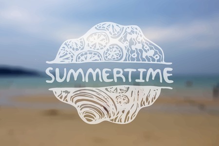 Detailed hand drawn zentangle emement on blurred backgroound. Summertimeのイラスト素材