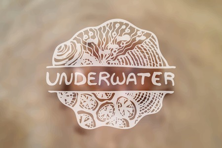 Detailed hand drawn zentangle emement on blurred backgroound. Underwaterのイラスト素材