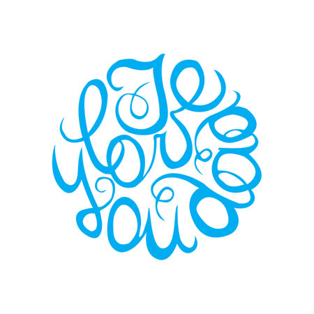 Happy Fathers Day handlettering element in blue color.  I love you dad. Suitable for print and webのイラスト素材