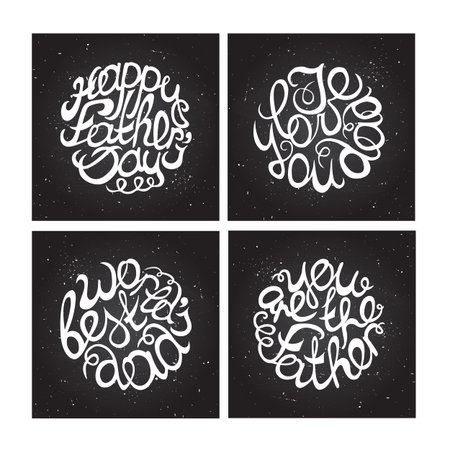 Hand-sketched typographic elements on chalkboard background. Happy Fathers Dayのイラスト素材