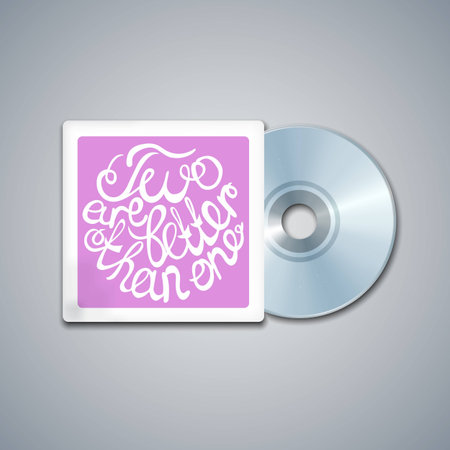 Mixed CD Cover. Mockup Template with Lettering Element. Two are better than one.のイラスト素材