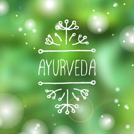 Hand-sketched typographic element. Ayurveda product label. Suitable for ads, signboards, packaging and identity and web designs. Ayurvedaのイラスト素材