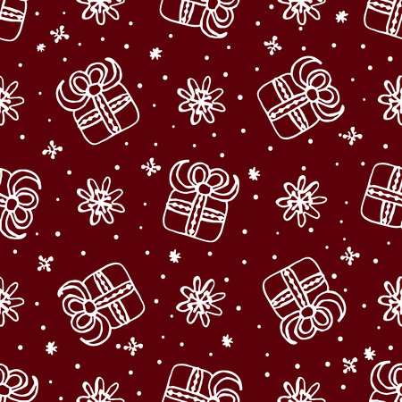 Christmas seamless pattern with gift boxes and snowflakes. illustration for christmas design.のイラスト素材