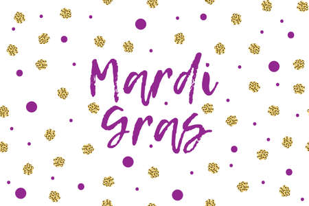 Mardi gras greeting card with violet and gold dotsのイラスト素材