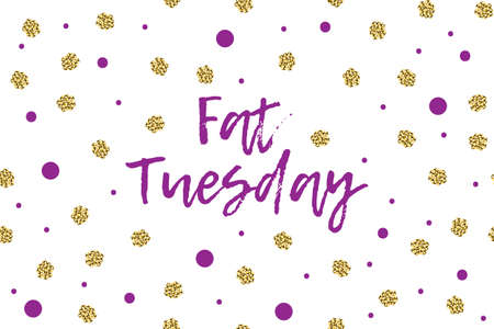 Mardi gras greeting card with violet and gold dotsのイラスト素材