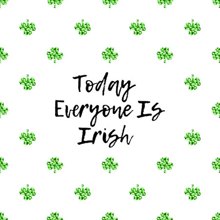 Saint Patricks Day greeting card with sparkled green clover leaves and textのイラスト素材