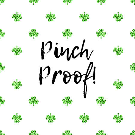 Saint Patricks Day greeting card with sparkled green clover leaves and textのイラスト素材