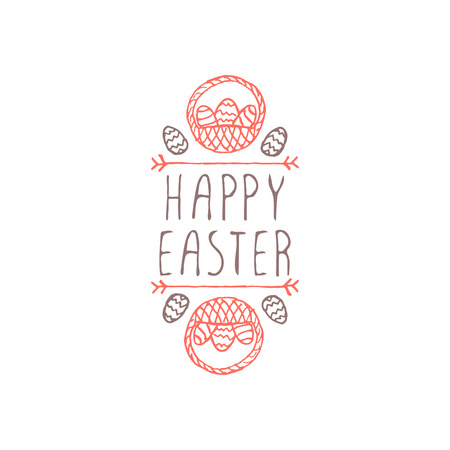 Hand drawn typographic easter element on white backgroundのイラスト素材