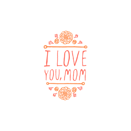 Happy mothers day handlettering element on white backgroundのイラスト素材