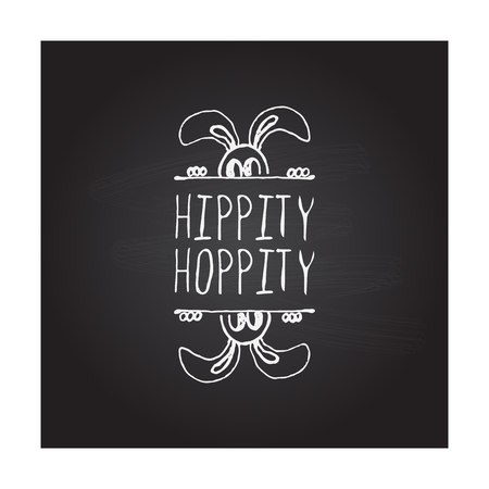 Hand drawn typographic easter element on chalkboard backgroundのイラスト素材