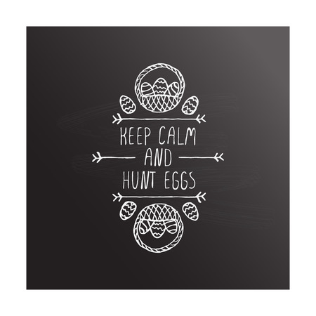Hand drawn typographic easter element on chalkboard backgroundのイラスト素材