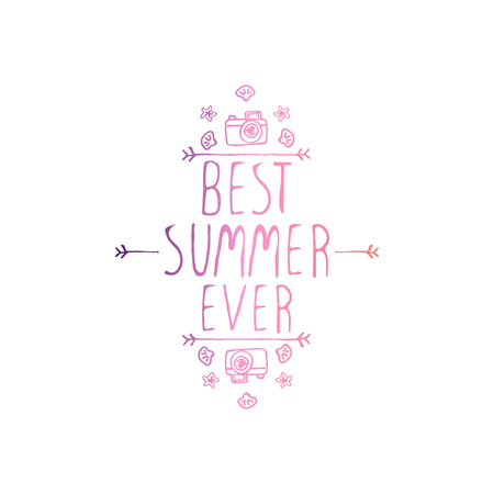 Hand Drawn Summer Slogan Isolated on White. Best Summer Everのイラスト素材